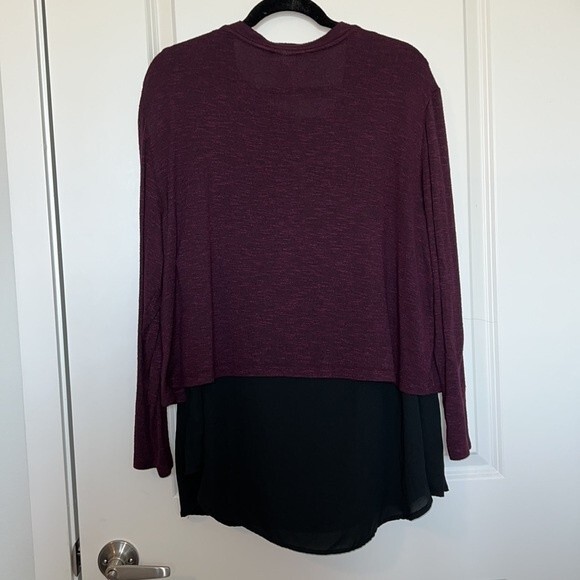 Deep Purple Ava and Viv Sweater with Black Chiffon Tank | Size 2X - Picture 4 of 4